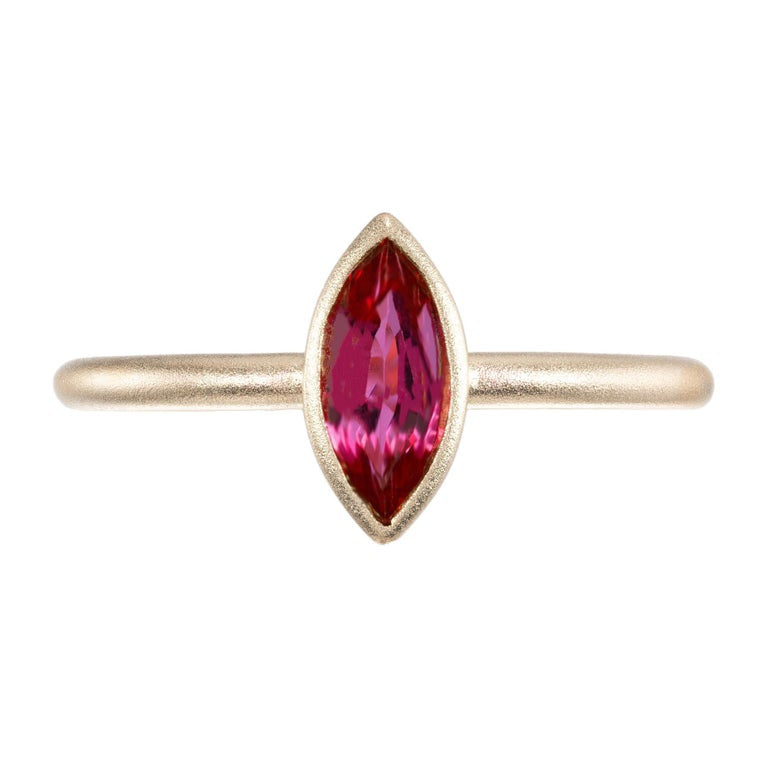 Peter Suchy .76 Carat Marquise Ruby Yellow Gold Engagement Ring – image 2