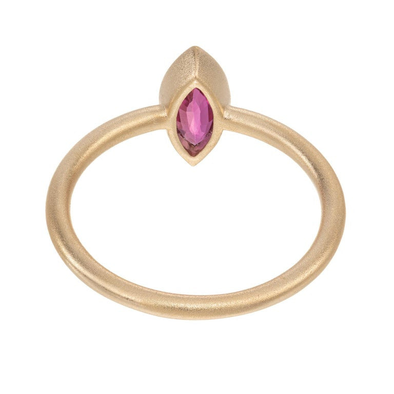 Peter Suchy .76 Carat Marquise Ruby Yellow Gold Engagement Ring – image 5