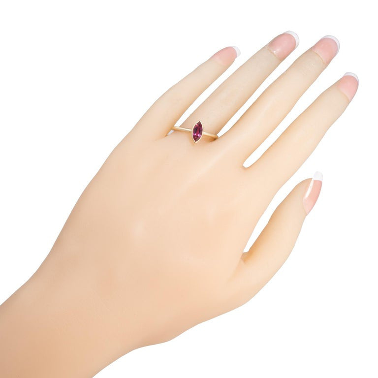 Peter Suchy .76 Carat Marquise Ruby Yellow Gold Engagement Ring – image 6