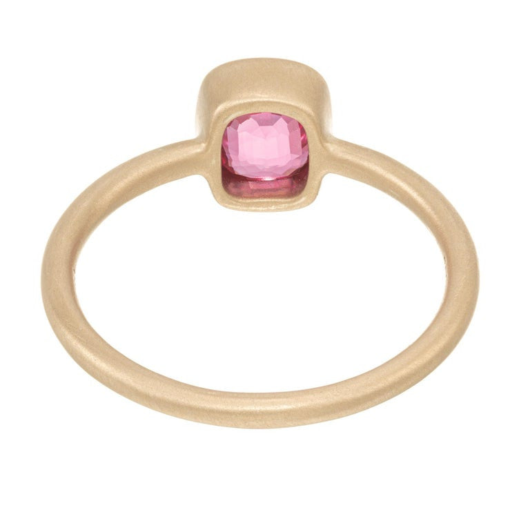 Peter Suchy .94 Carat Cushion Spinel Yellow Gold Bezel Set Engagement Ring – image 5