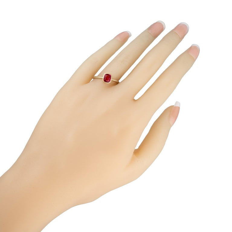 Peter Suchy .94 Carat Cushion Spinel Yellow Gold Bezel Set Engagement Ring – image 8