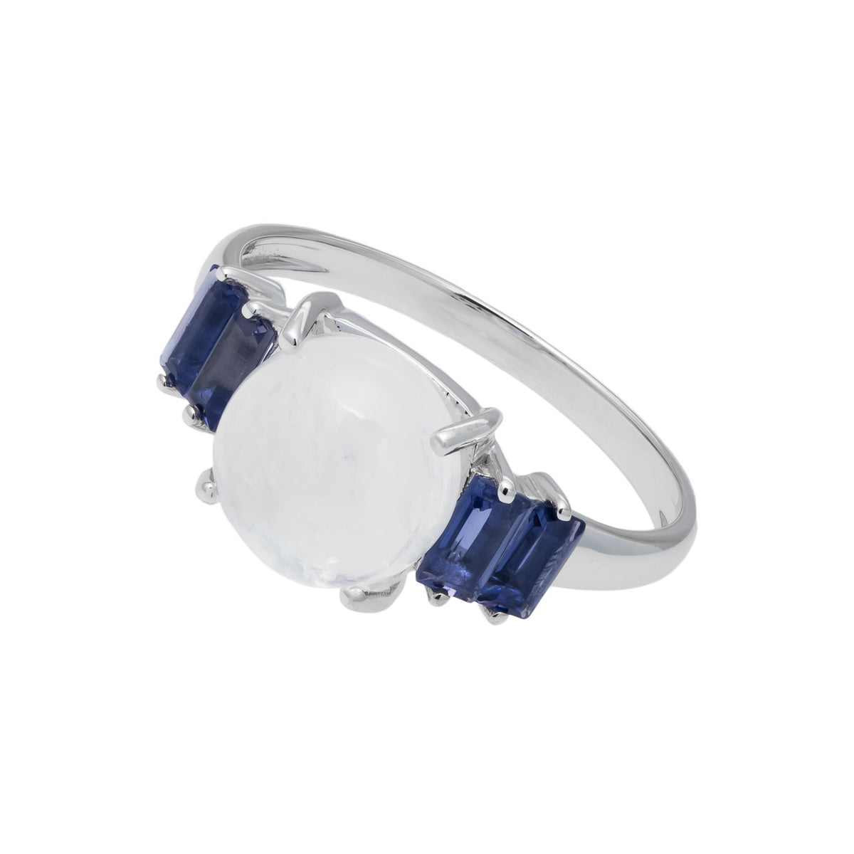 2.00 Carat Moonstone Iolite White Gold Ring