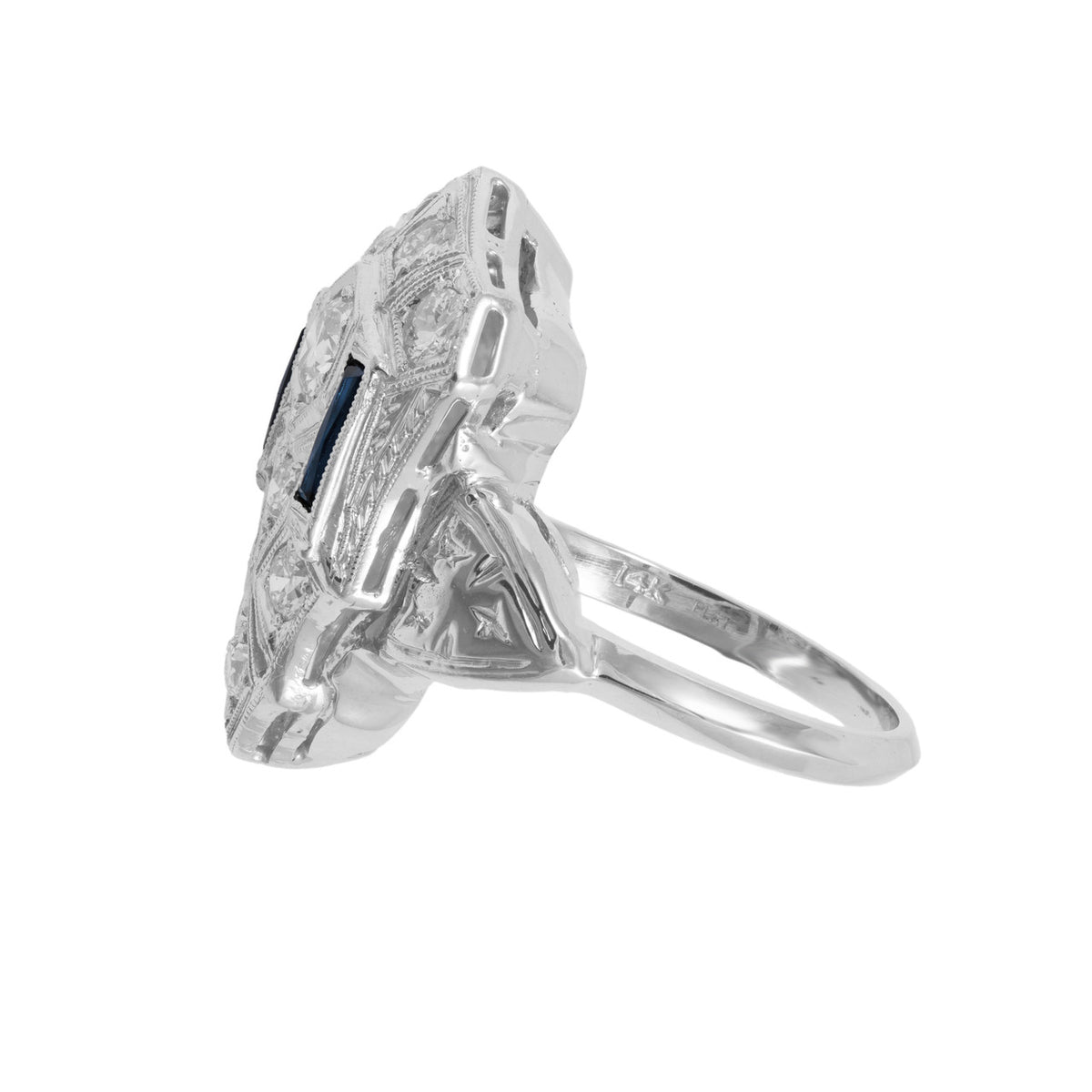 .94 Carat Diamond Synthetic Sapphire Platinum White Gold Ring – image 3