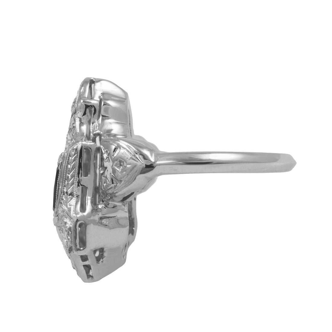 .94 Carat Diamond Synthetic Sapphire Platinum White Gold Ring – image 4