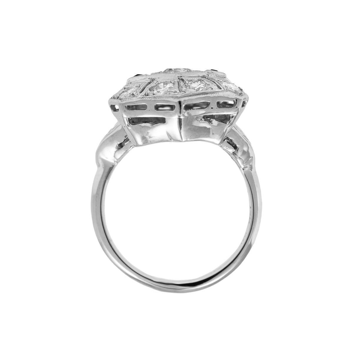 .94 Carat Diamond Synthetic Sapphire Platinum White Gold Ring – image 5