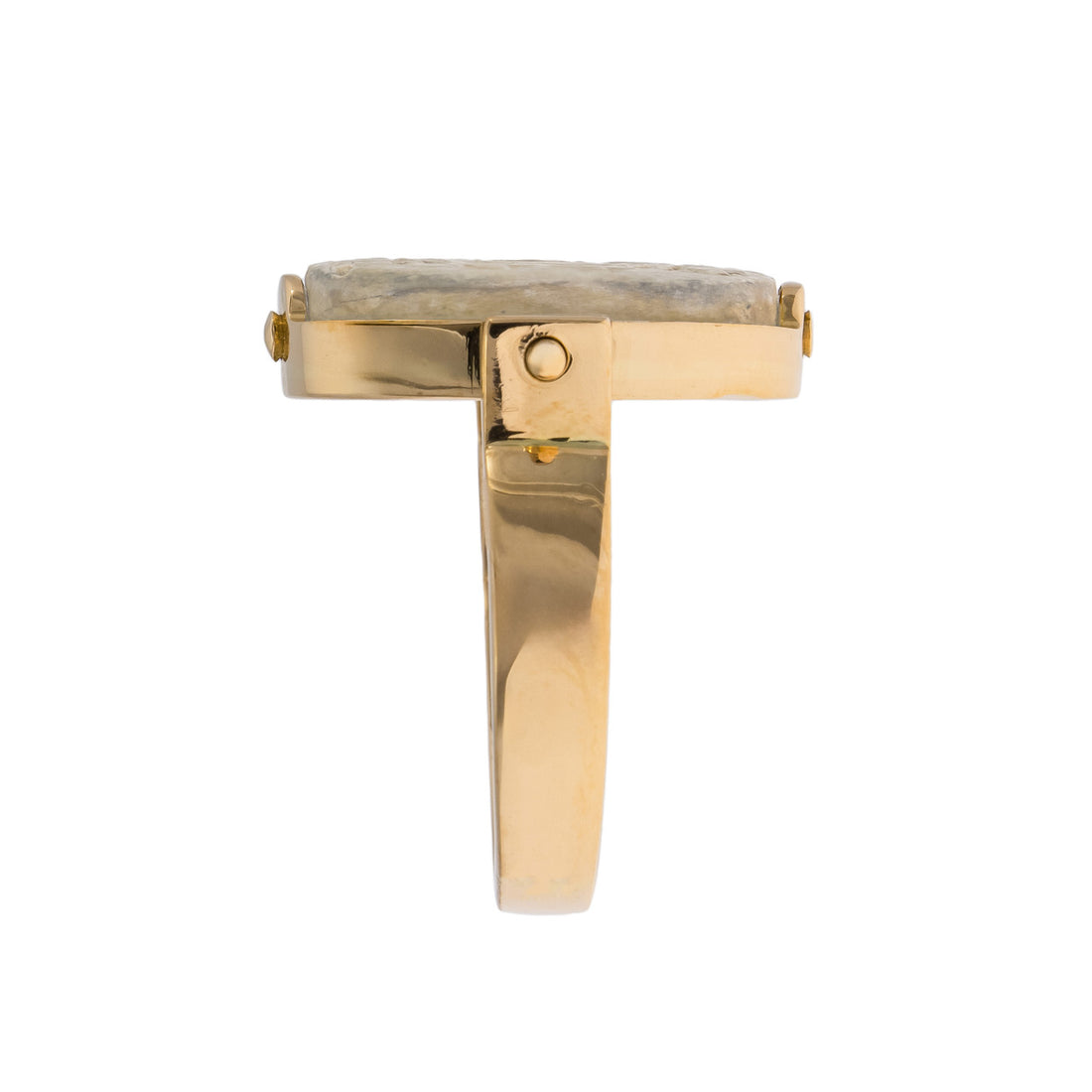 14k Yellow Gold Reversable Egyptian Faience Ring – image 5