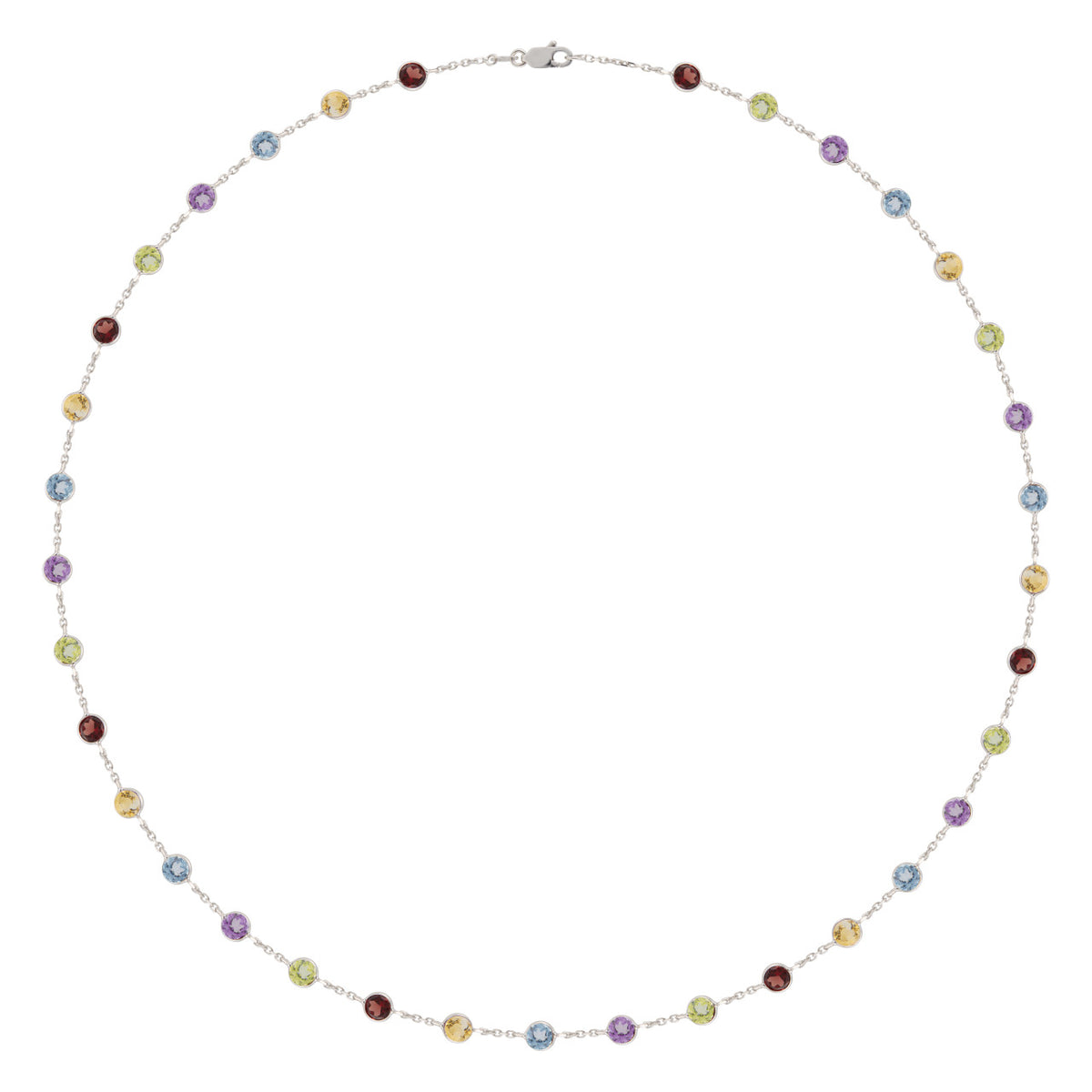 7.00 Carat Multi Color Gemstone By The Yard White Gold Necklace