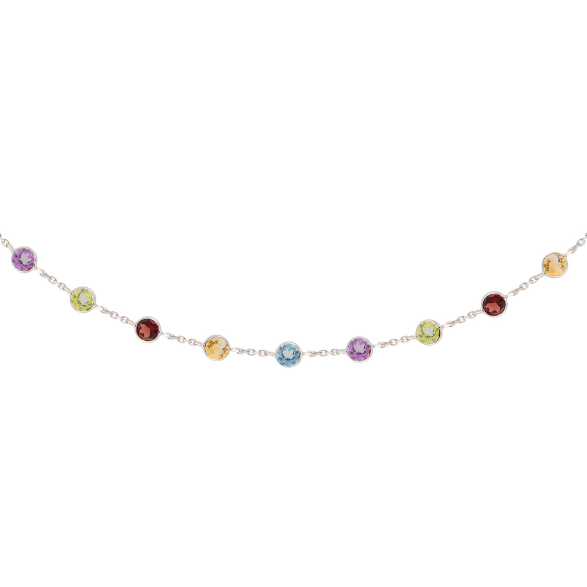 7.00 Carat Multi Color Gemstone By The Yard White Gold Necklace – image 5