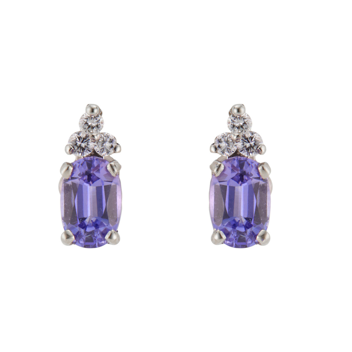 1.00 Carat Purple Tanzanite Diamond Yellow Gold Earrings