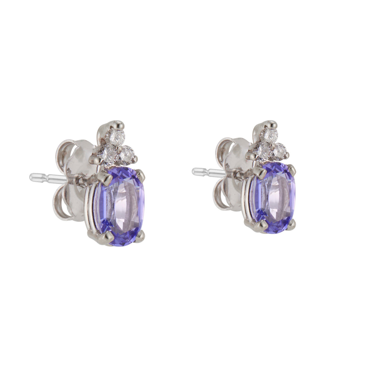 1.00 Carat Purple Tanzanite Diamond Yellow Gold Earrings – image 2