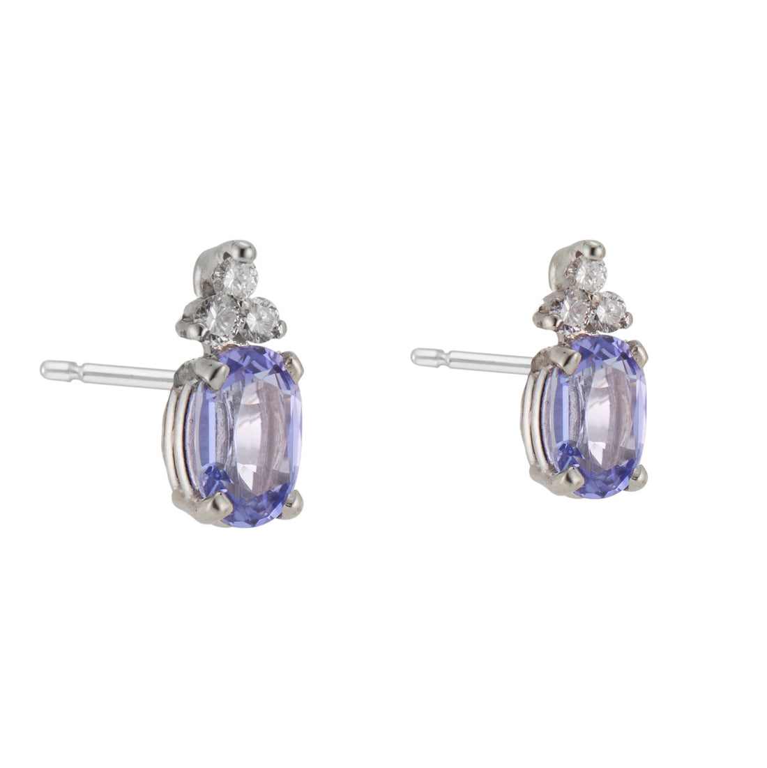 1.00 Carat Purple Tanzanite Diamond Yellow Gold Earrings – image 3