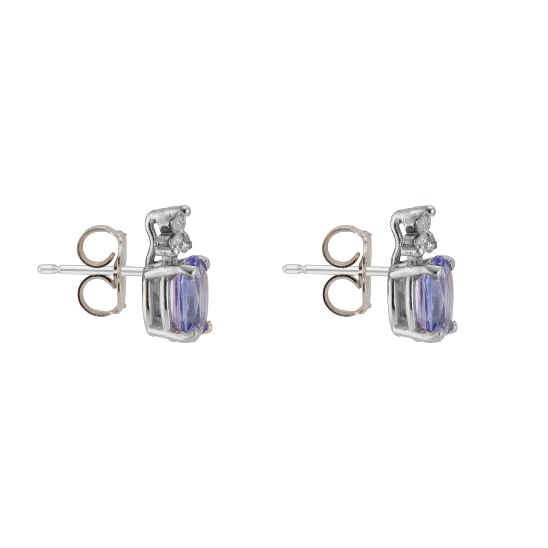 1.00 Carat Purple Tanzanite Diamond Yellow Gold Earrings – image 4