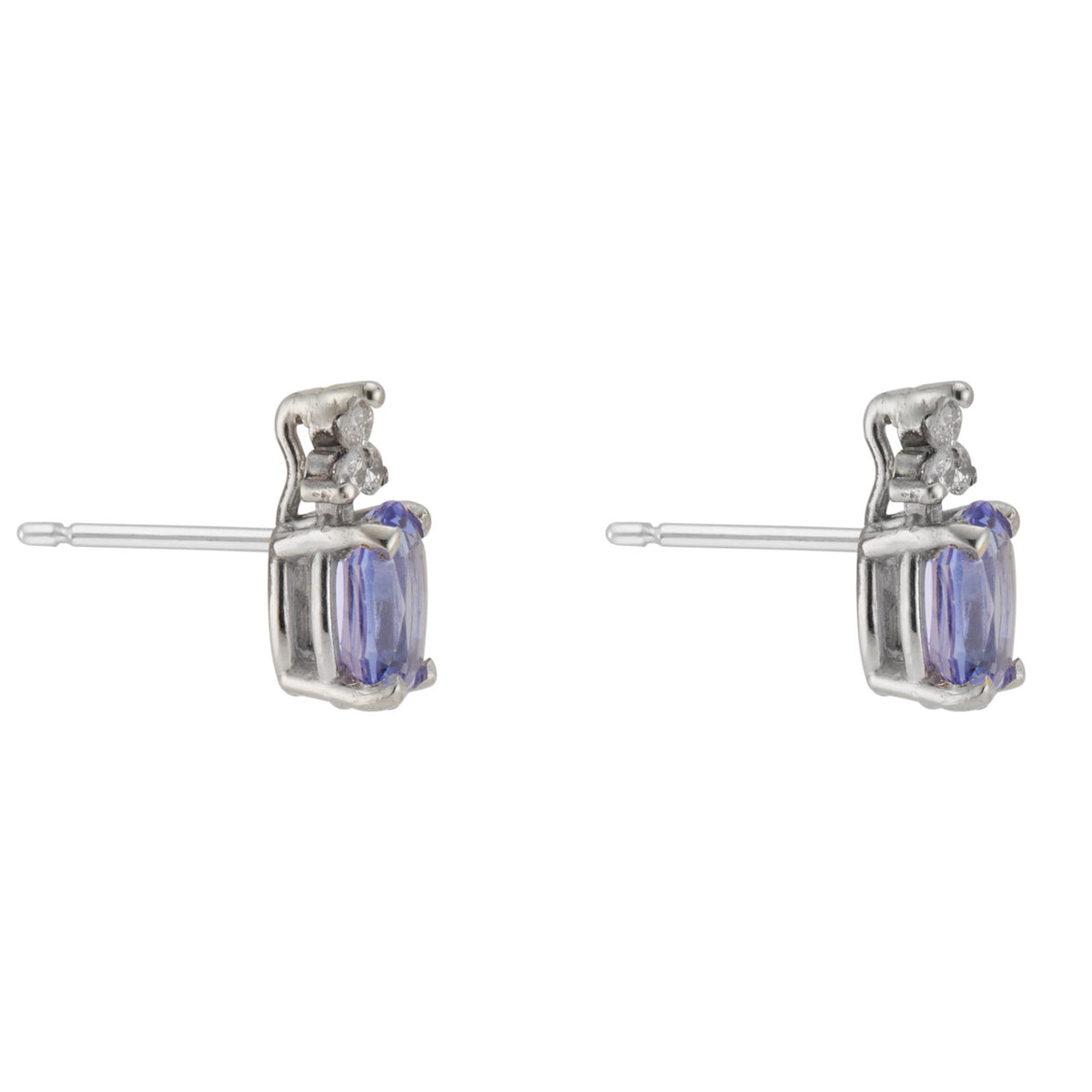 1.00 Carat Purple Tanzanite Diamond Yellow Gold Earrings – image 5