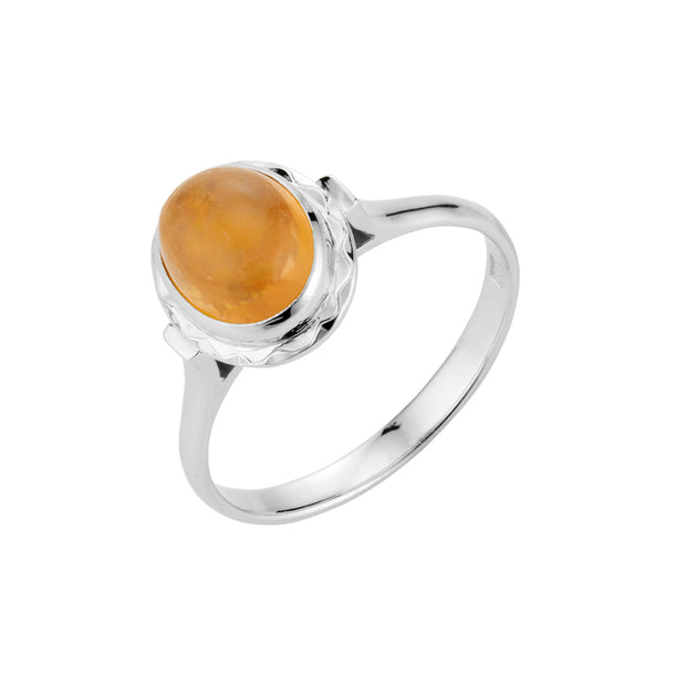 1.50 Carat Fire Opal Cabochon White Gold Engagement Ring