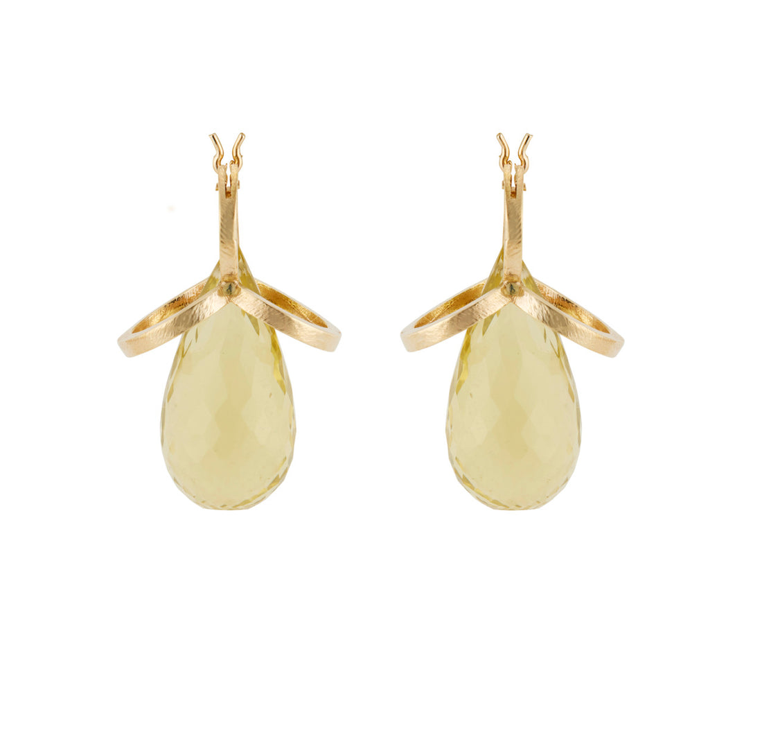 16.00 Carat Prasiolite Quartz Yellow Gold Dangle Earrings – image 3
