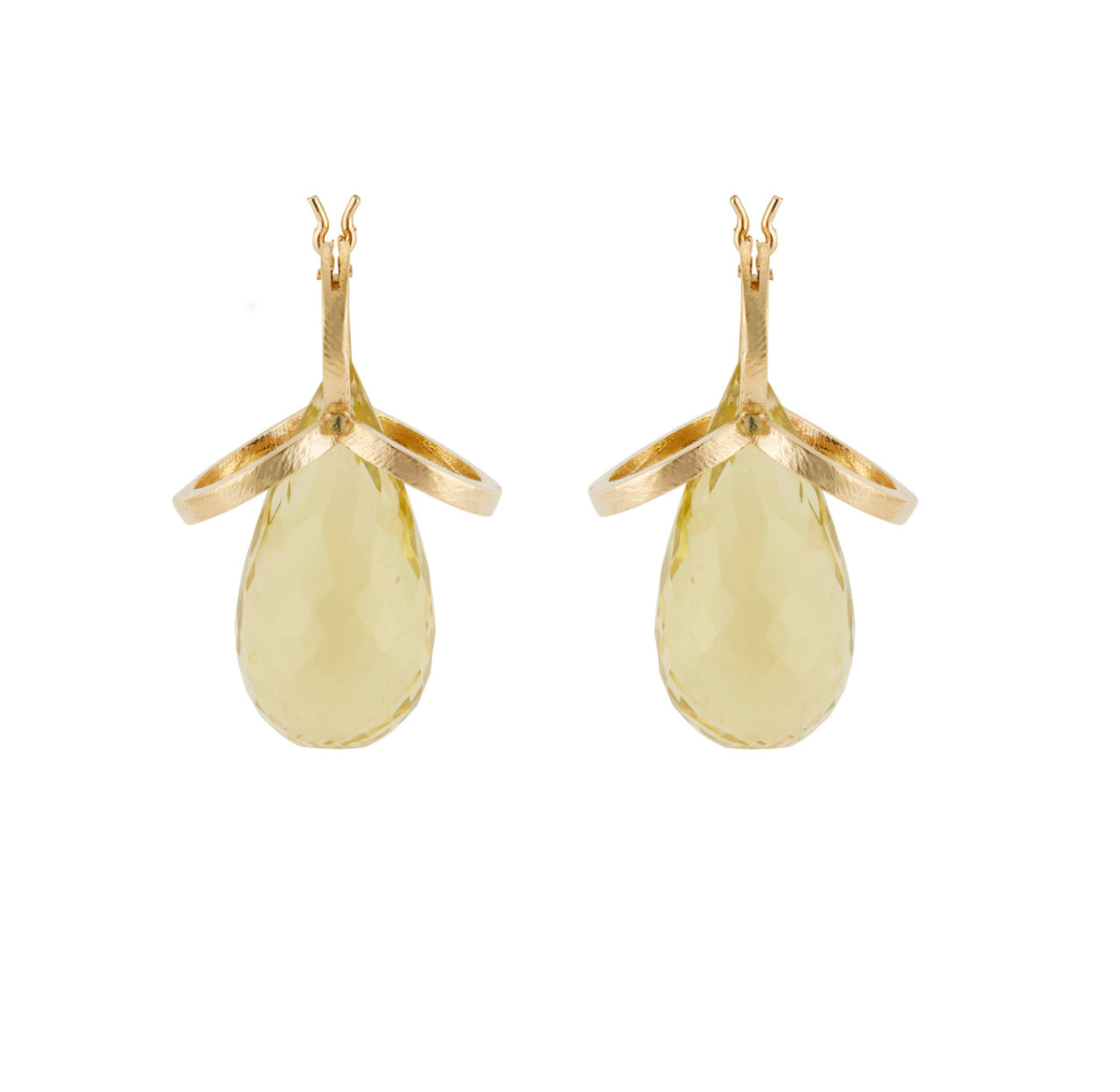 16.00 Carat Prasiolite Quartz Yellow Gold Dangle Earrings – image 3