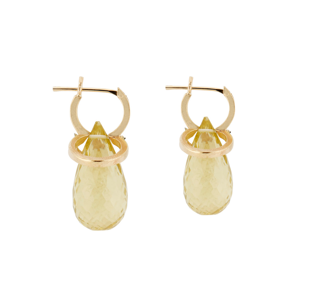 16.00 Carat Prasiolite Quartz Yellow Gold Dangle Earrings – image 2