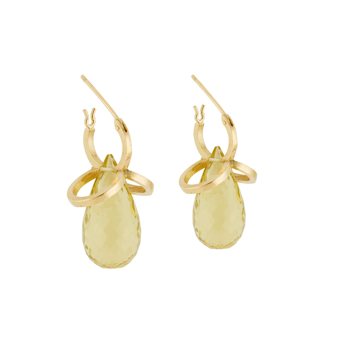16.00 Carat Prasiolite Quartz Yellow Gold Dangle Earrings – image 5