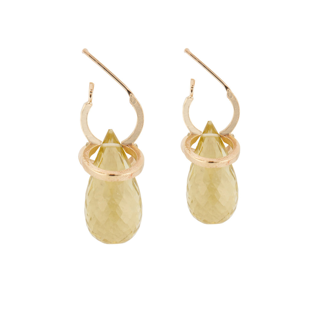 16.00 Carat Prasiolite Quartz Yellow Gold Dangle Earrings – image 4