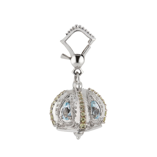 Paul Morelli Blue Topaz Peridot Sterling Silver Meditation Bell Pendant