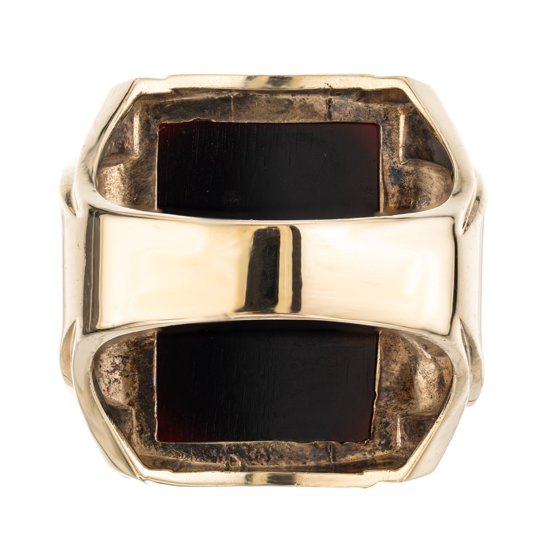 Carved Agate Yellow Gold Mens Ring – image 4