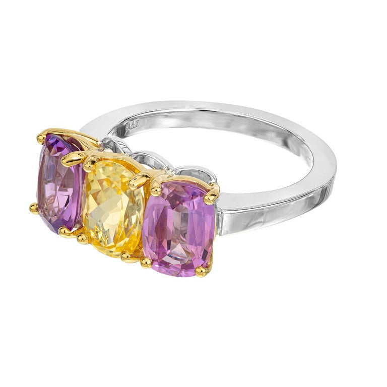 Peter Suchy GIA 5.16 Carat Sapphire Platinum Gold Three Stone Engagement Ring – image 2