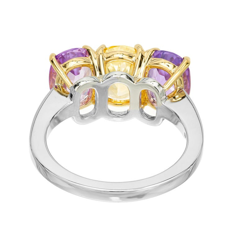 Peter Suchy GIA 5.16 Carat Sapphire Platinum Gold Three Stone Engagement Ring – image 7