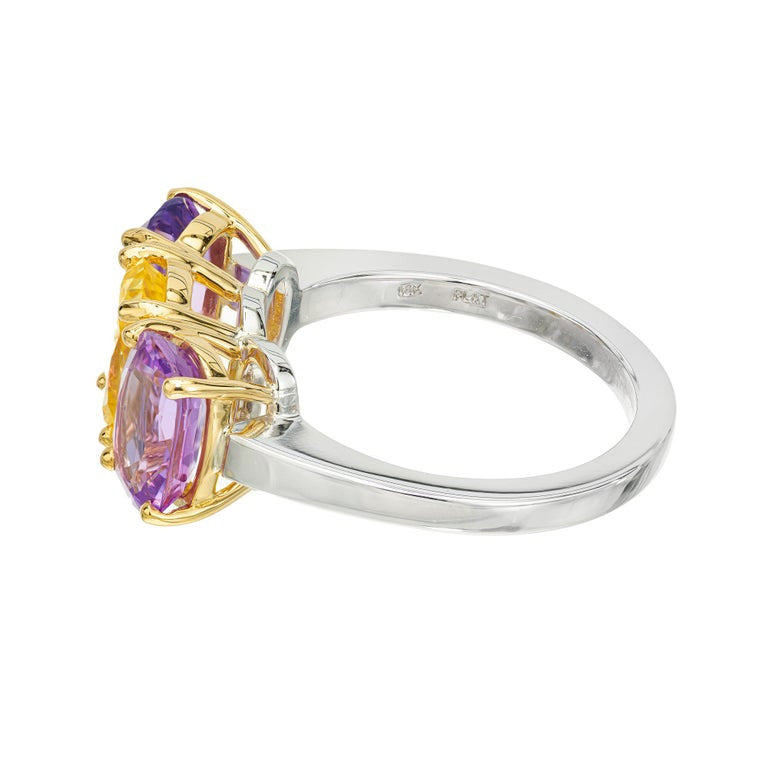 Peter Suchy GIA 5.16 Carat Sapphire Platinum Gold Three Stone Engagement Ring – image 8