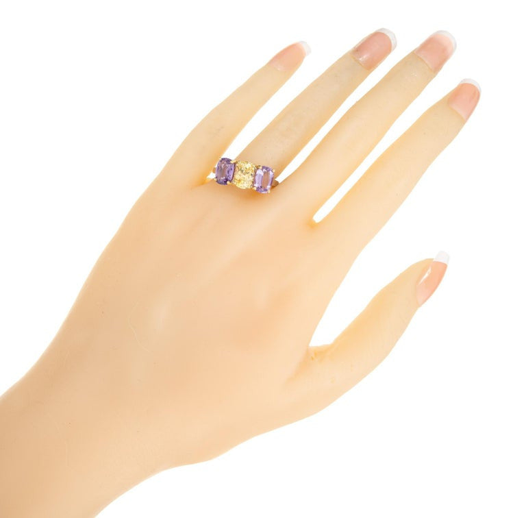 Peter Suchy GIA 5.16 Carat Sapphire Platinum Gold Three Stone Engagement Ring – image 9