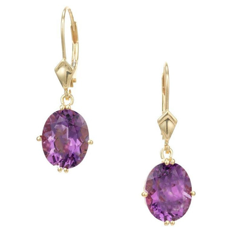 6.00 Amethyst Yellow Gold Dangle Earrings
