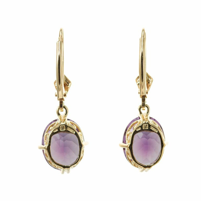 6.00 Amethyst Yellow Gold Dangle Earrings – image 3