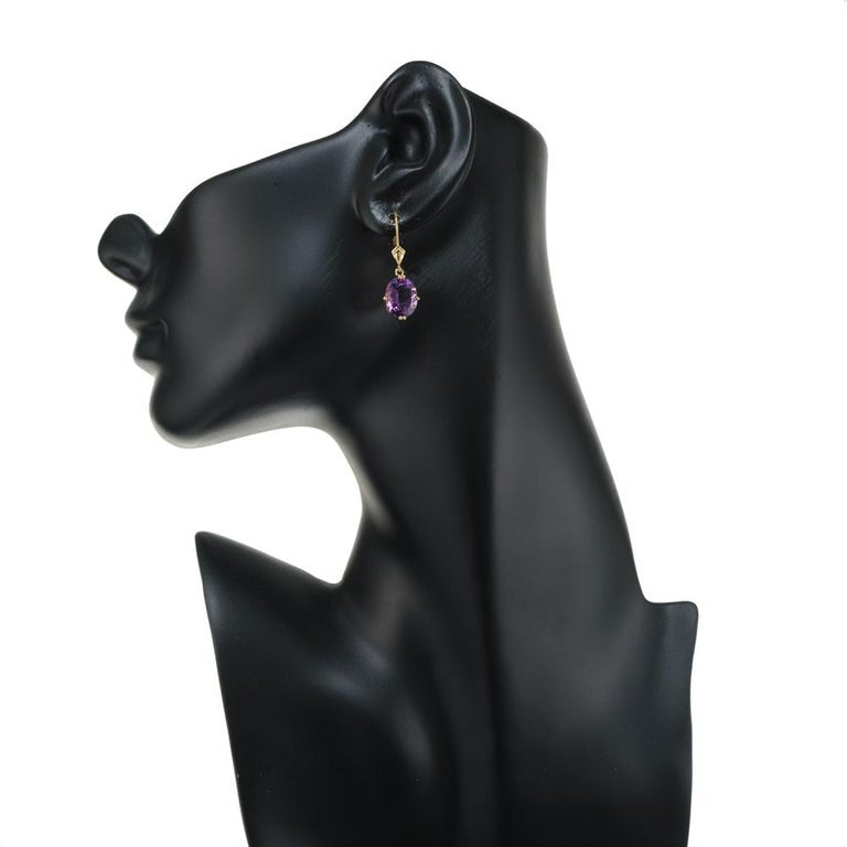 6.00 Amethyst Yellow Gold Dangle Earrings – image 5