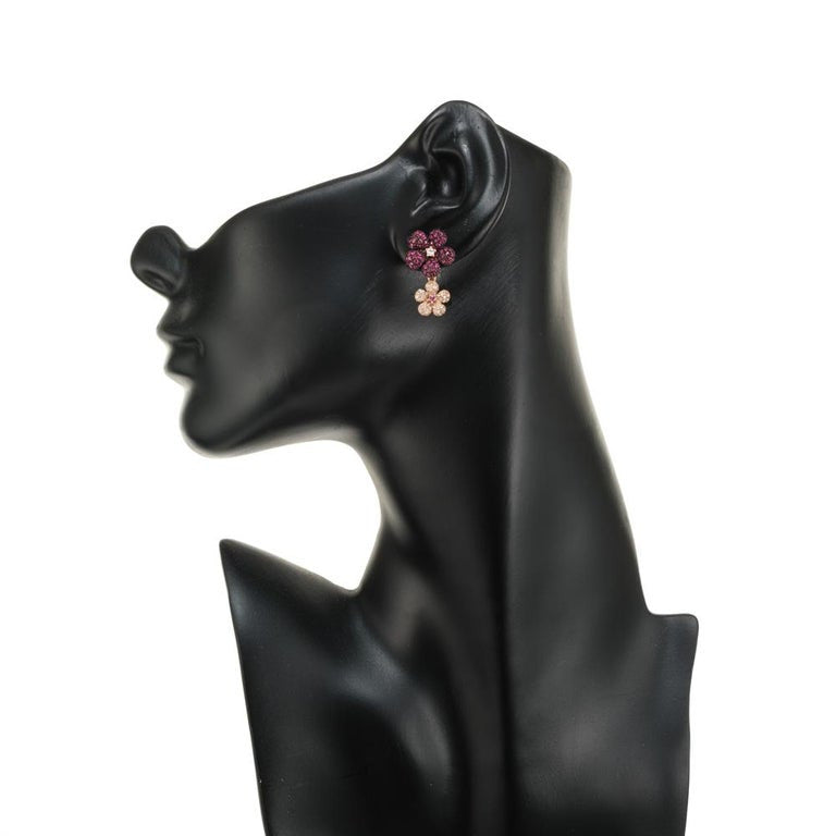 Effy Jardin 1.27 Carat Ruby Diamond Rose Gold Flower Dangle Earrings – image 5