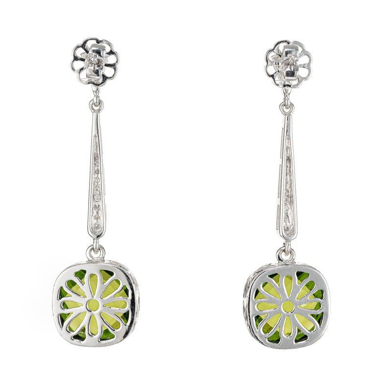 5.00 Carat Tourmaline Diamond White Gold Dangle Drop Earrings – image 4