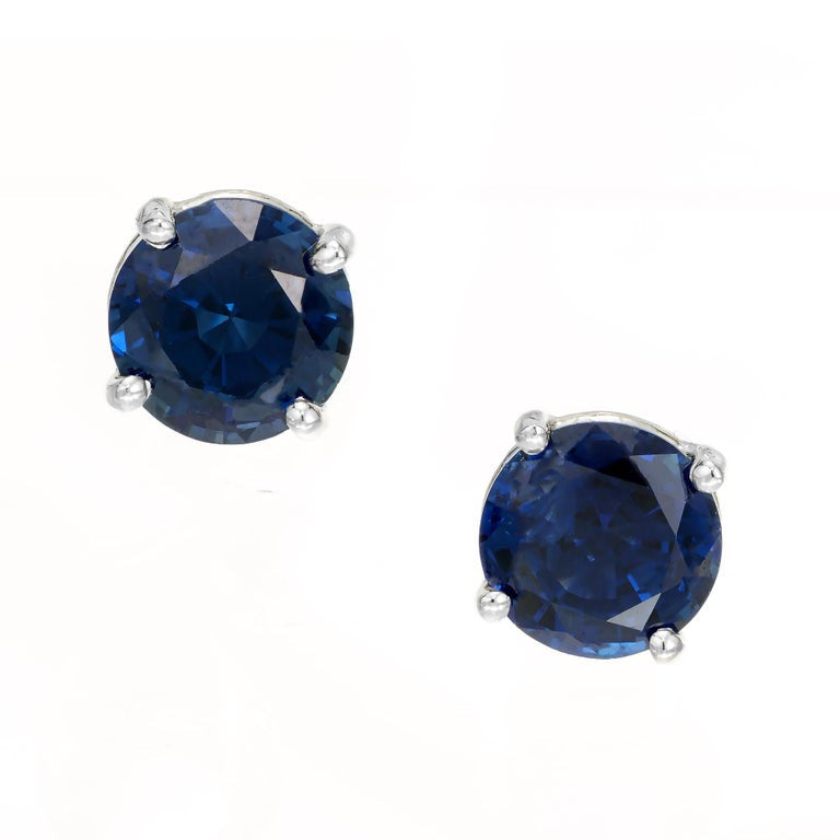 Peter Suchy 2.24 Carat Blue Sapphire Platinum Stud Earrings – image 2