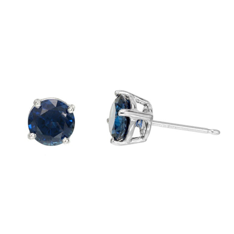 Peter Suchy 2.24 Carat Blue Sapphire Platinum Stud Earrings – image 3