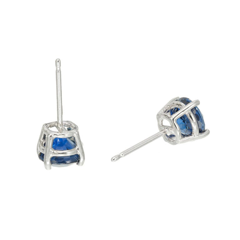 Peter Suchy 2.24 Carat Blue Sapphire Platinum Stud Earrings – image 4