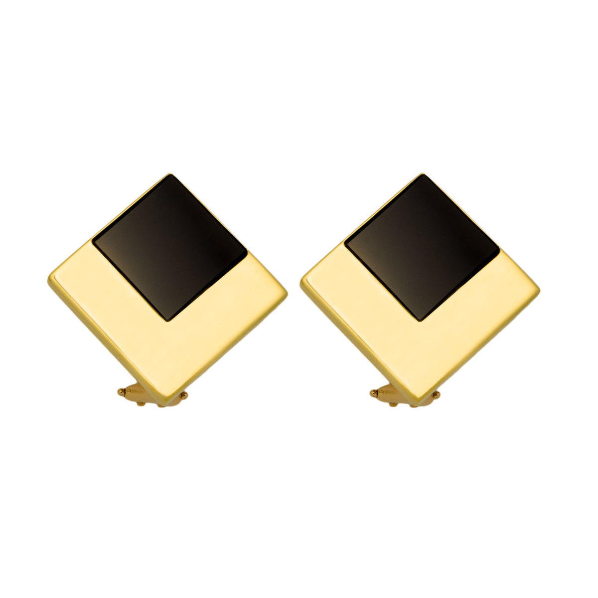 Cellino Onyx Yellow Gold Modern Earrings