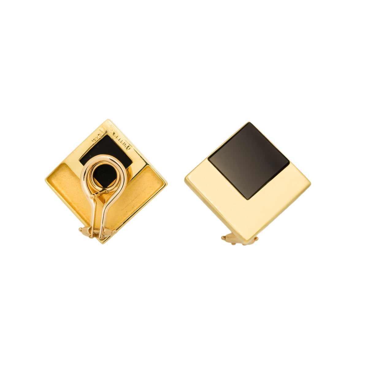 Cellino Onyx Yellow Gold Modern Earrings – image 2