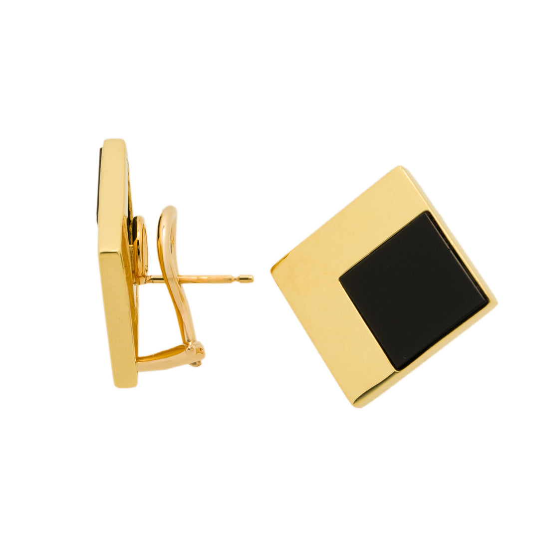 Cellino Onyx Yellow Gold Modern Earrings – image 3
