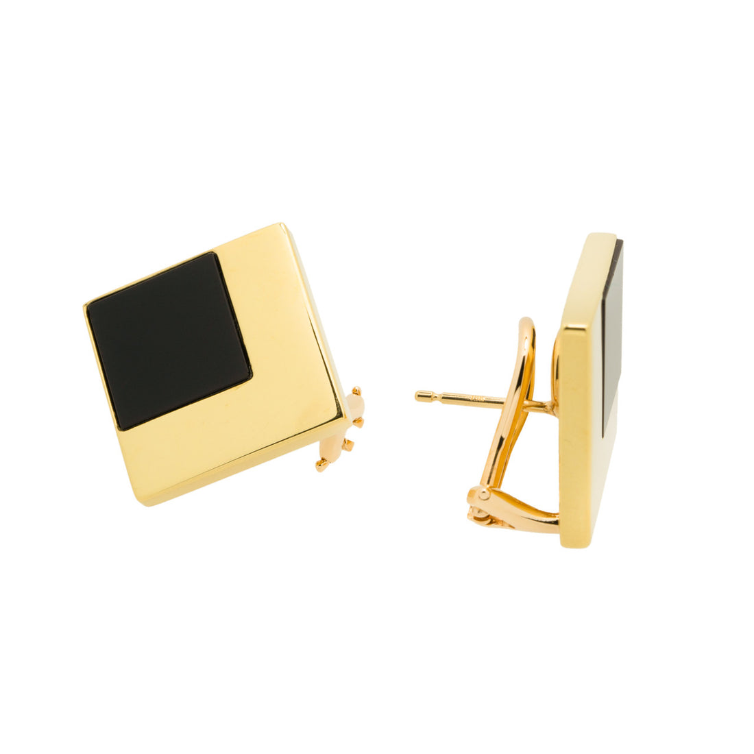 Cellino Onyx Yellow Gold Modern Earrings – image 5
