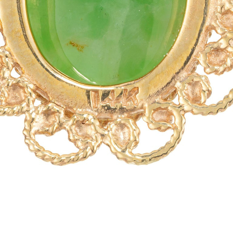 GIA Certified 13.2 Carat Jadeite Jade Diamond Yellow Gold Dangle Earrings – image 6