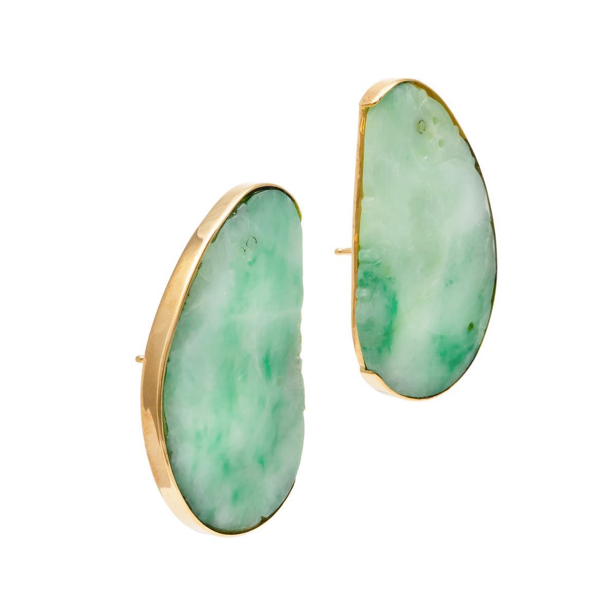 GIA Certified Fei Cui Jadeite Jade Yellow Gold Earrings – image 2