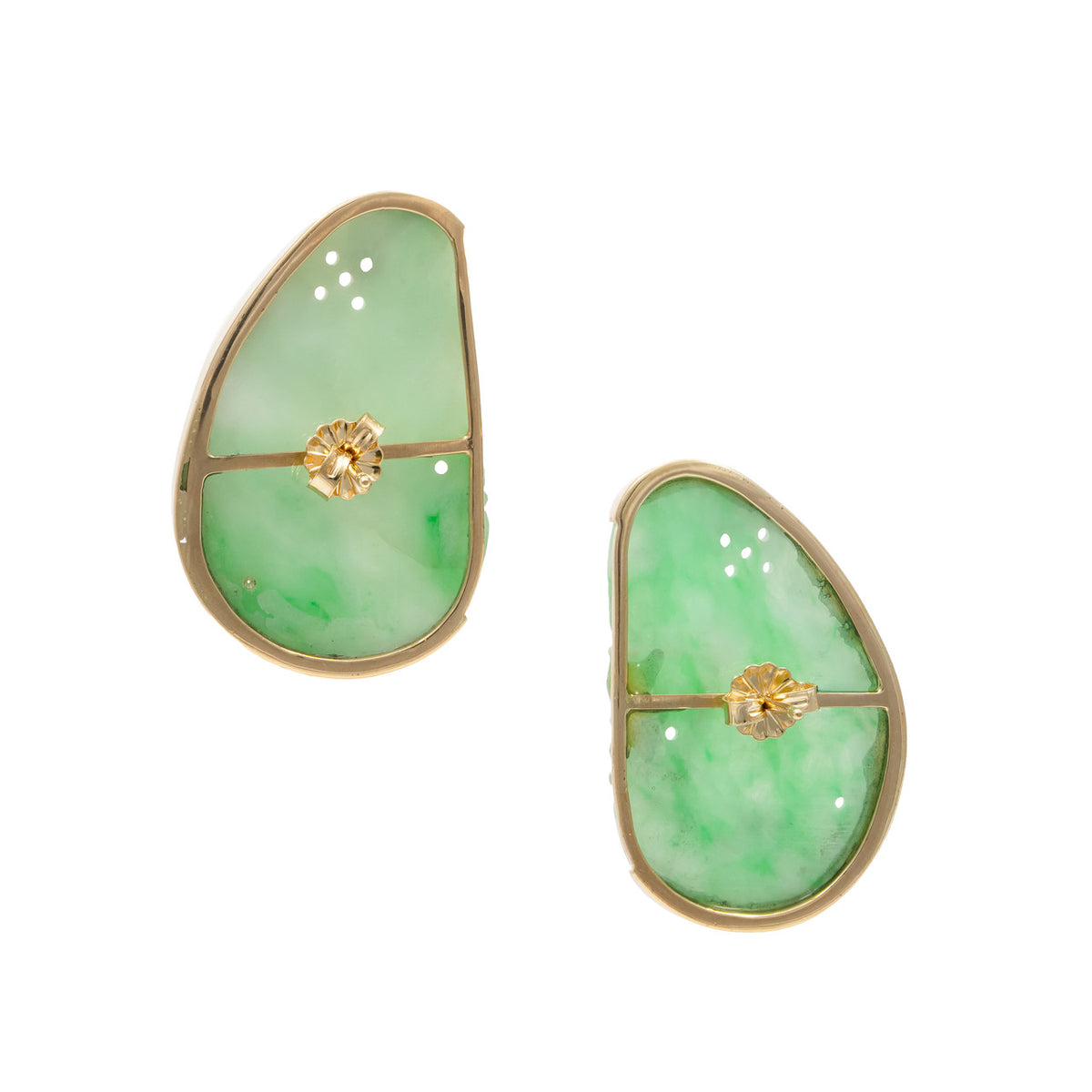 GIA Certified Fei Cui Jadeite Jade Yellow Gold Earrings – image 4
