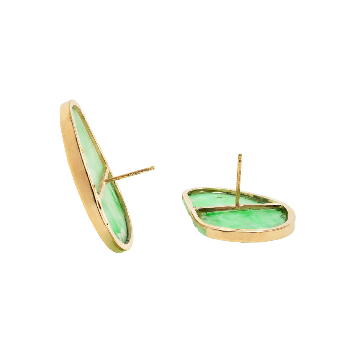GIA Certified Fei Cui Jadeite Jade Yellow Gold Earrings – image 5
