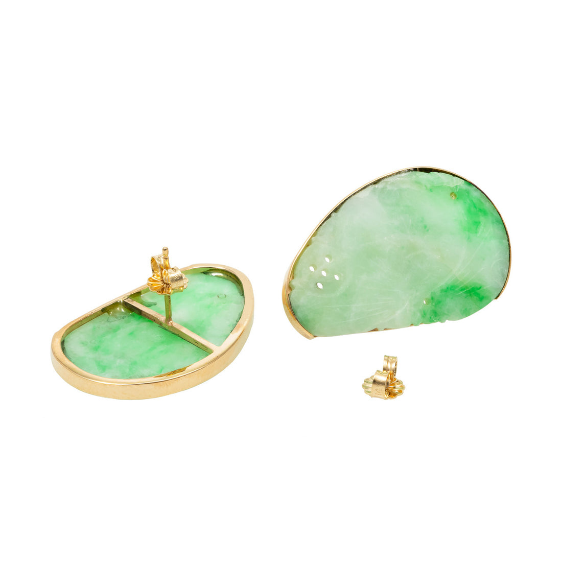 GIA Certified Fei Cui Jadeite Jade Yellow Gold Earrings – image 6