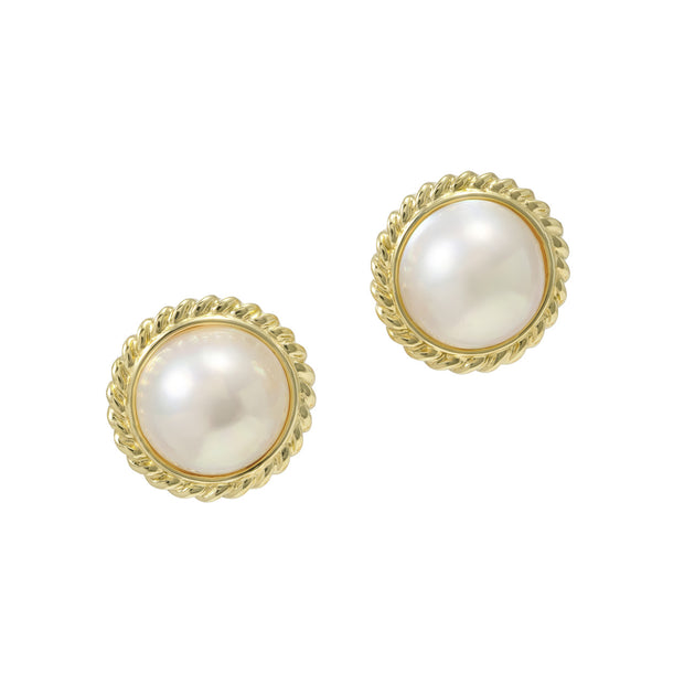 Mikimoto Mabe Pearl Yellow Gold Earrings