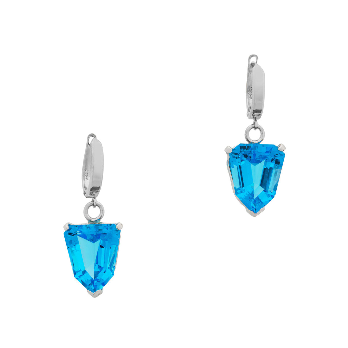 14.00 Carat Topaz White Gold Dangle Earrings