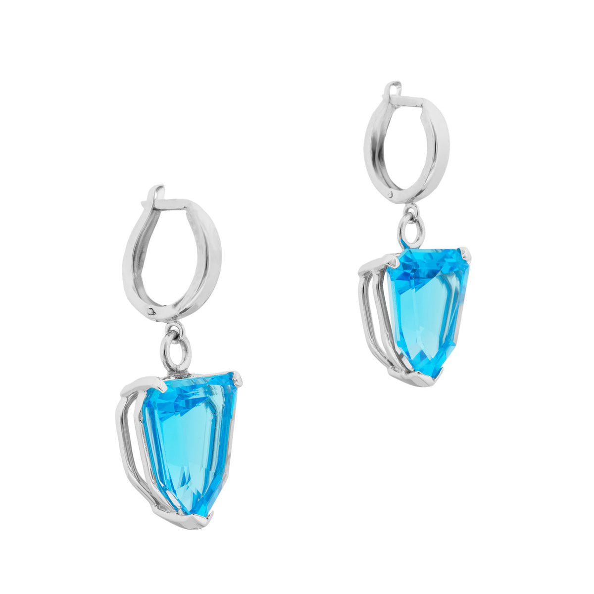 14.00 Carat Topaz White Gold Dangle Earrings – image 2