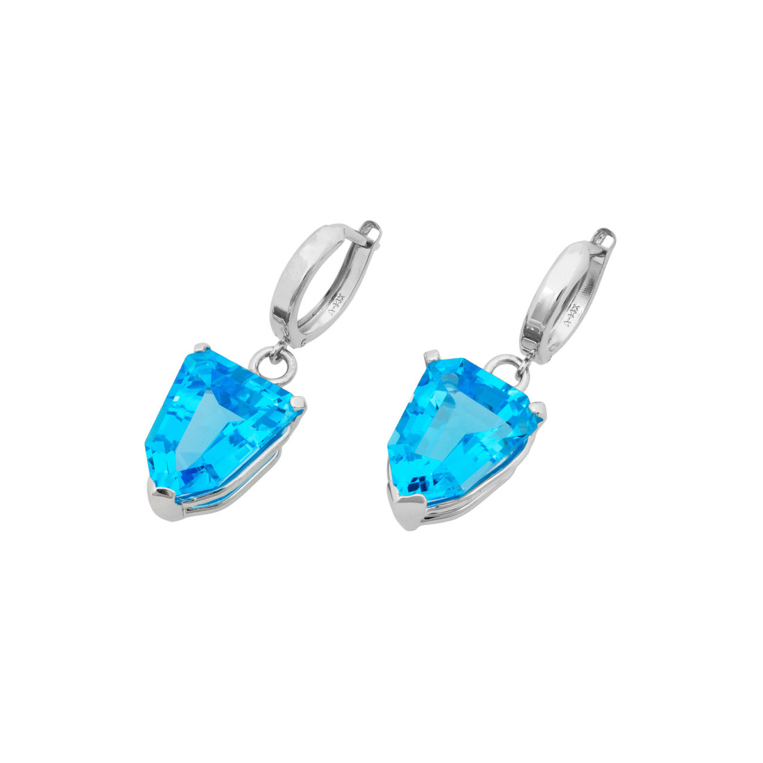 14.00 Carat Topaz White Gold Dangle Earrings – image 3